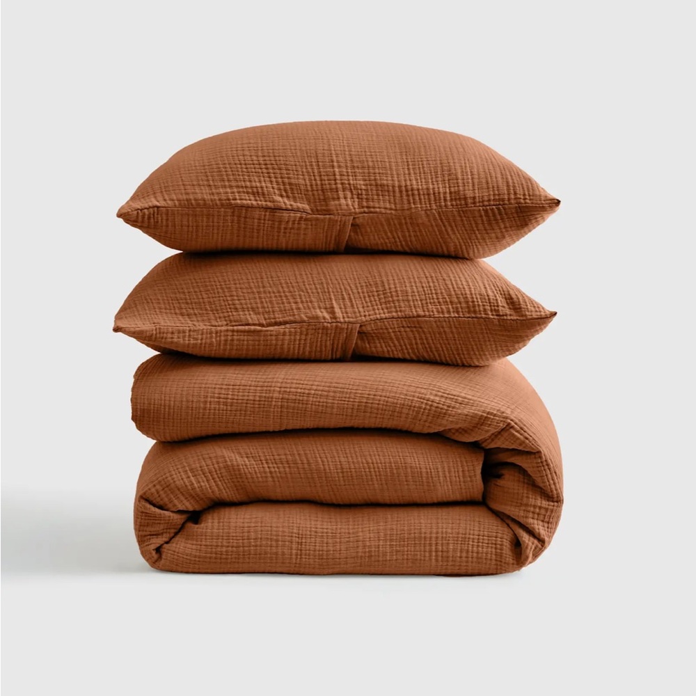🚨SOLD ON ANOTHER PLATFORM QUINCE Organic Airy Gauze Duvet Cover Set Terracotta